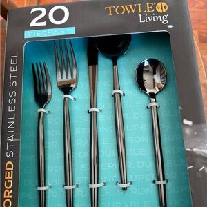 Towle Living ForgedBlack Stainless Steel Flatware Set 20pcs